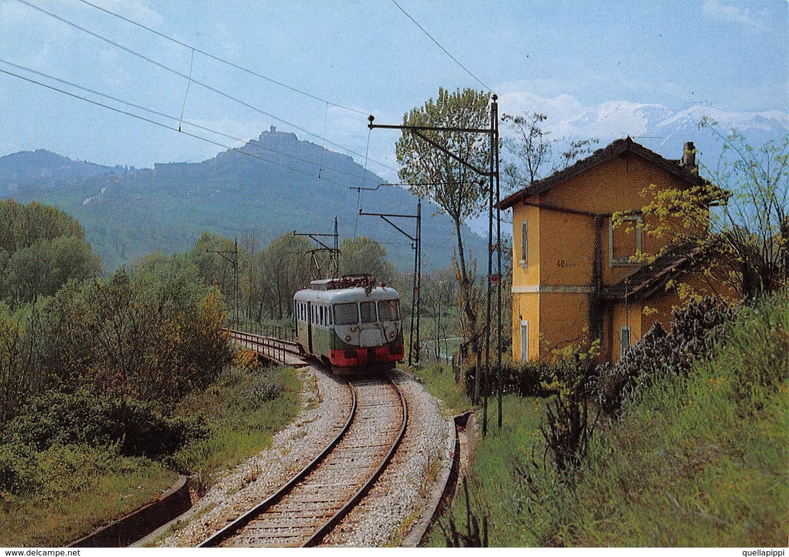 09489 "FERROVIA SANGRITANA FAA-LINEA A CROCETTA/CASTEL DI SANGRO-PONTE FIUME SANGRO PRESSO CASOLO - 1984" CART NON SPED - Treni