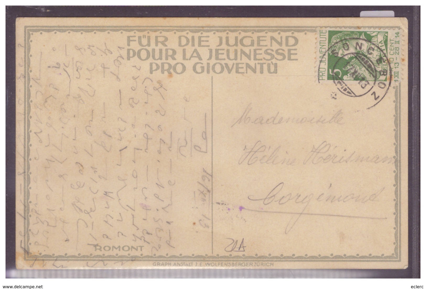 ROMONT - CARTE POUR LA JEUNESSE - TB - Romont