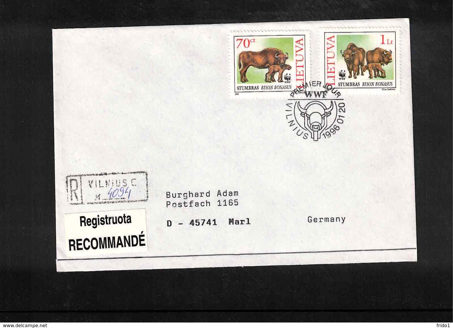 Lithuania 1996 WWF Interesting Registered Cover FDC - Covers & Documents