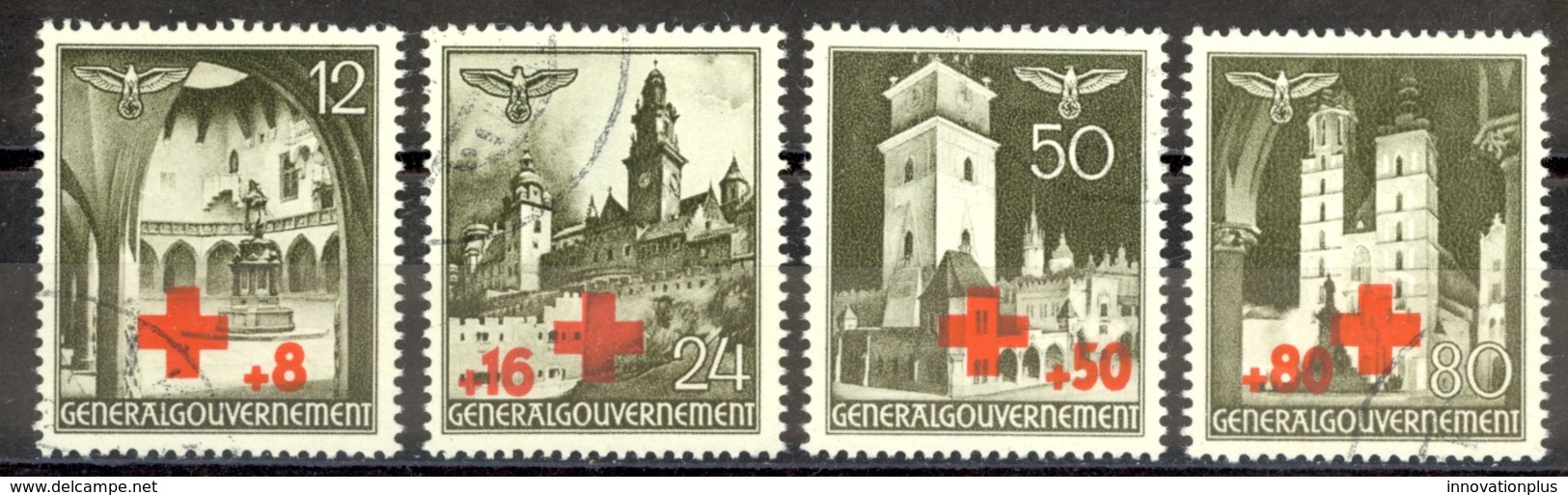 Poland Occupation Sc# NB1-NB4 Used 1940 Semi-Postals - Gouvernement Général