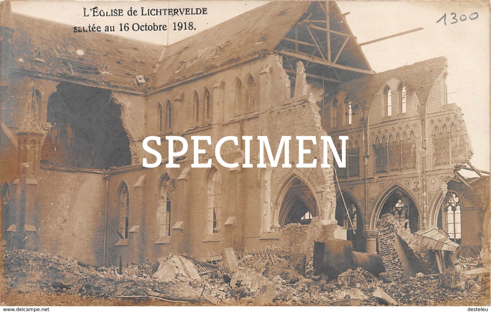 Carte Photo - L'Eglise De Lichtervelde Sautée 1918 - Lichtervelde