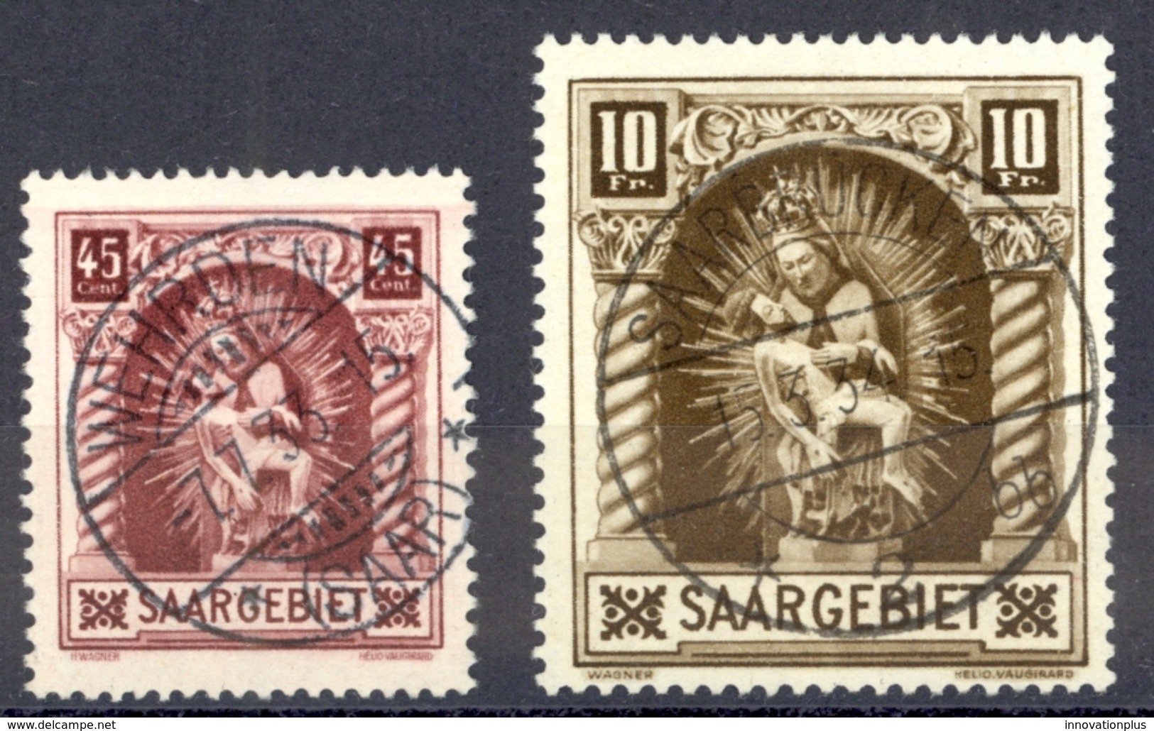 Saar Sc# 118-119 Used 1925 Madonna Of Blieskastel - Oblitérés