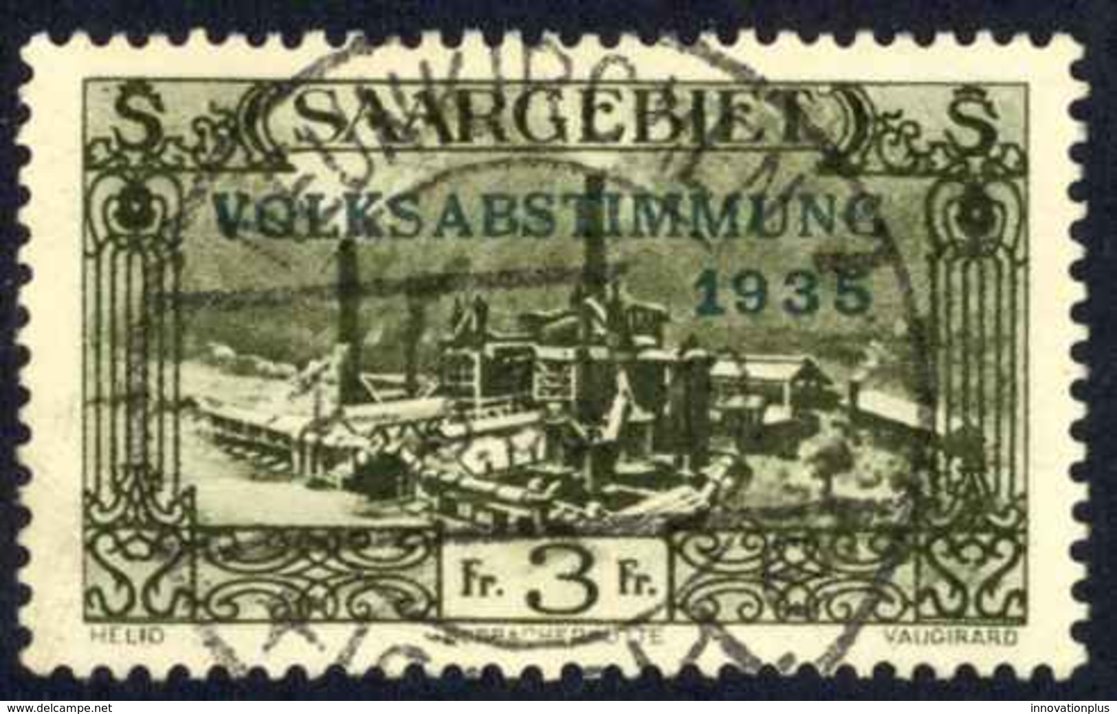 Saar Sc# 152 Used 1934 3fr Plebiscite Issue - Usati