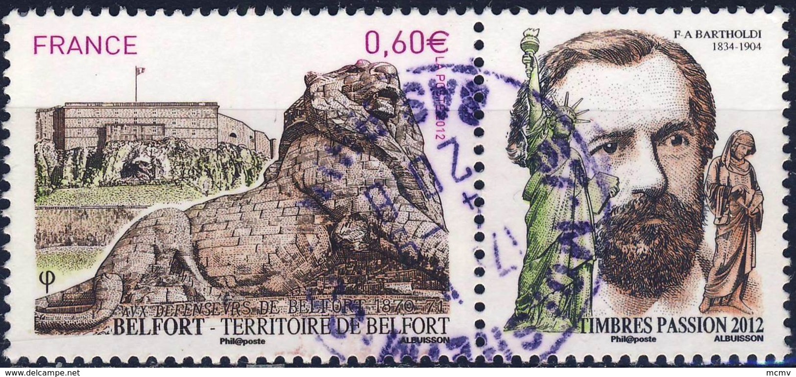 4697   Le LION De BELFORT De BARTHOLDI  OBLITERE ANNEE 2012 - Oblitérés