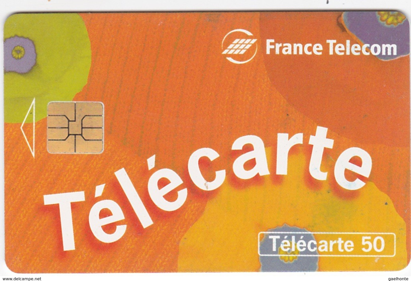 TC066 TÉLÉCARTE 120 - INSCRIPTION "TÉLÉCARTE" SUR FOND D'ART / DÉCO ORANGE - Telecom Operators