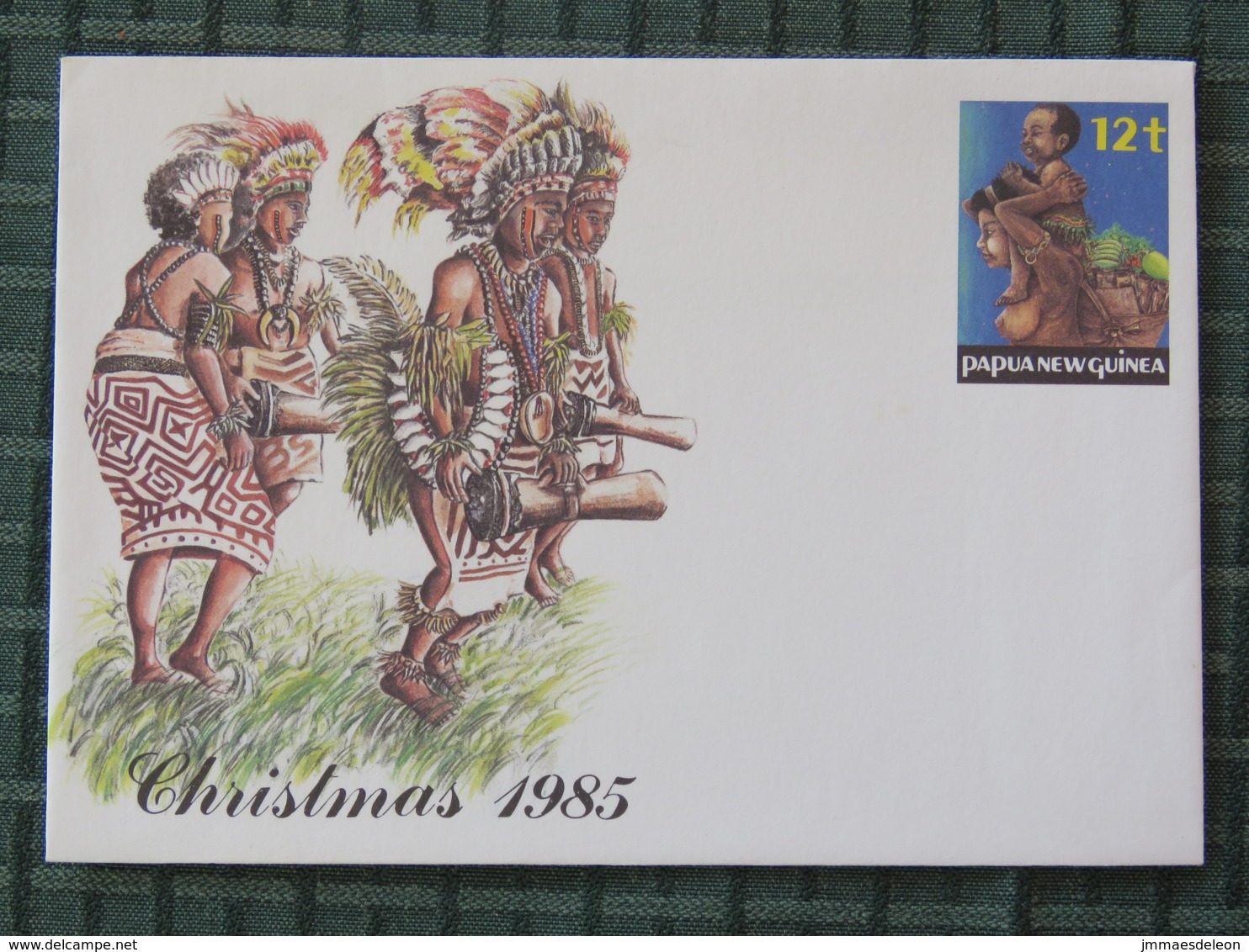 Papua New Guinea 1985 Unused Stationery Cover - Christmas - Nude Woman And Child - Dancers With Drums - Papúa Nueva Guinea