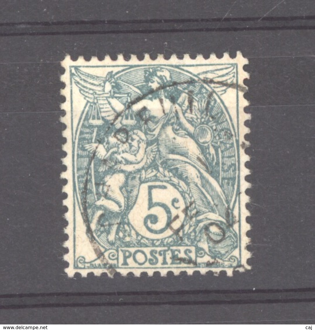 France  :  Yv  111e  (o)   Type IB  ,  Vert  Bleu - 1900-29 Blanc