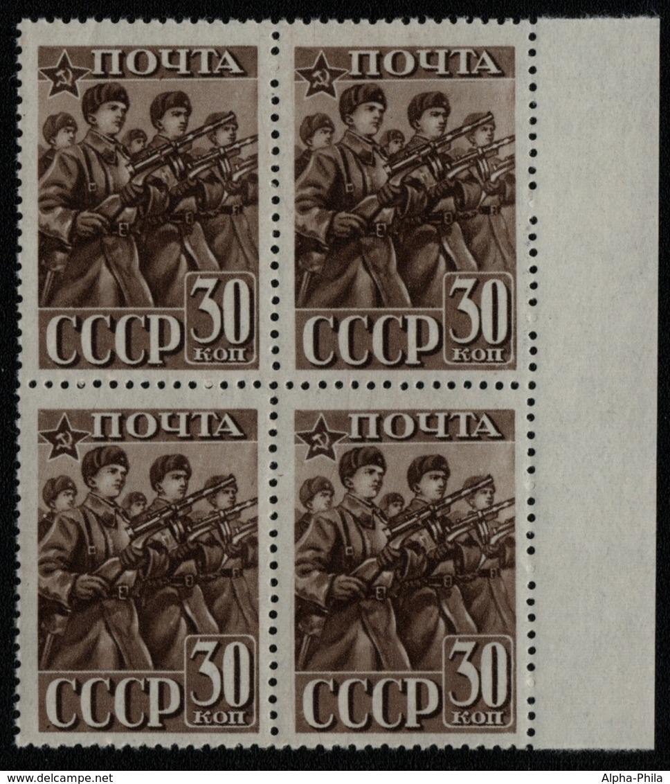 Russia / Sowjetunion 1941 - Mi-Nr. 797 C ** - MNH - Viererblock - Rote Armee (2) - Ungebraucht