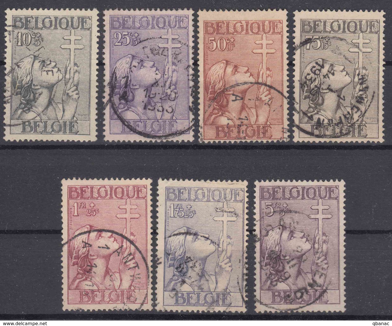 Belgium 1933 TBC, CROIX De LORRAINE Mi#366-372 COB#377-383 Used - Used Stamps