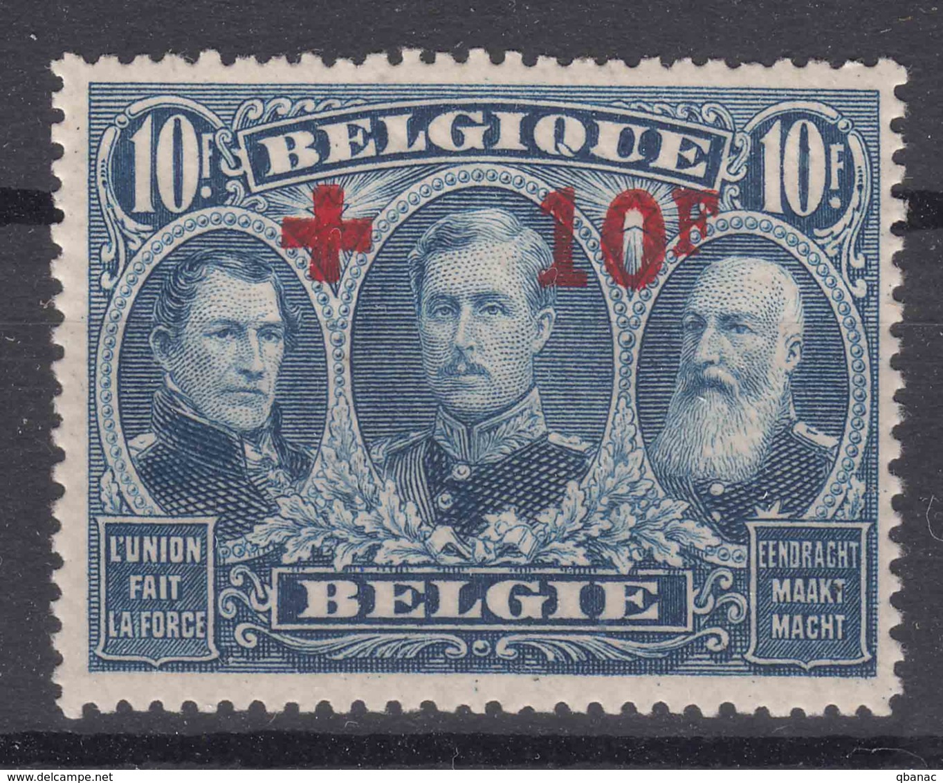 Belgium 1918 Red Cross, Croix Rouge Mi#142 COB#163 Mint Never Hinged, Superb Example - 1918 Rotes Kreuz