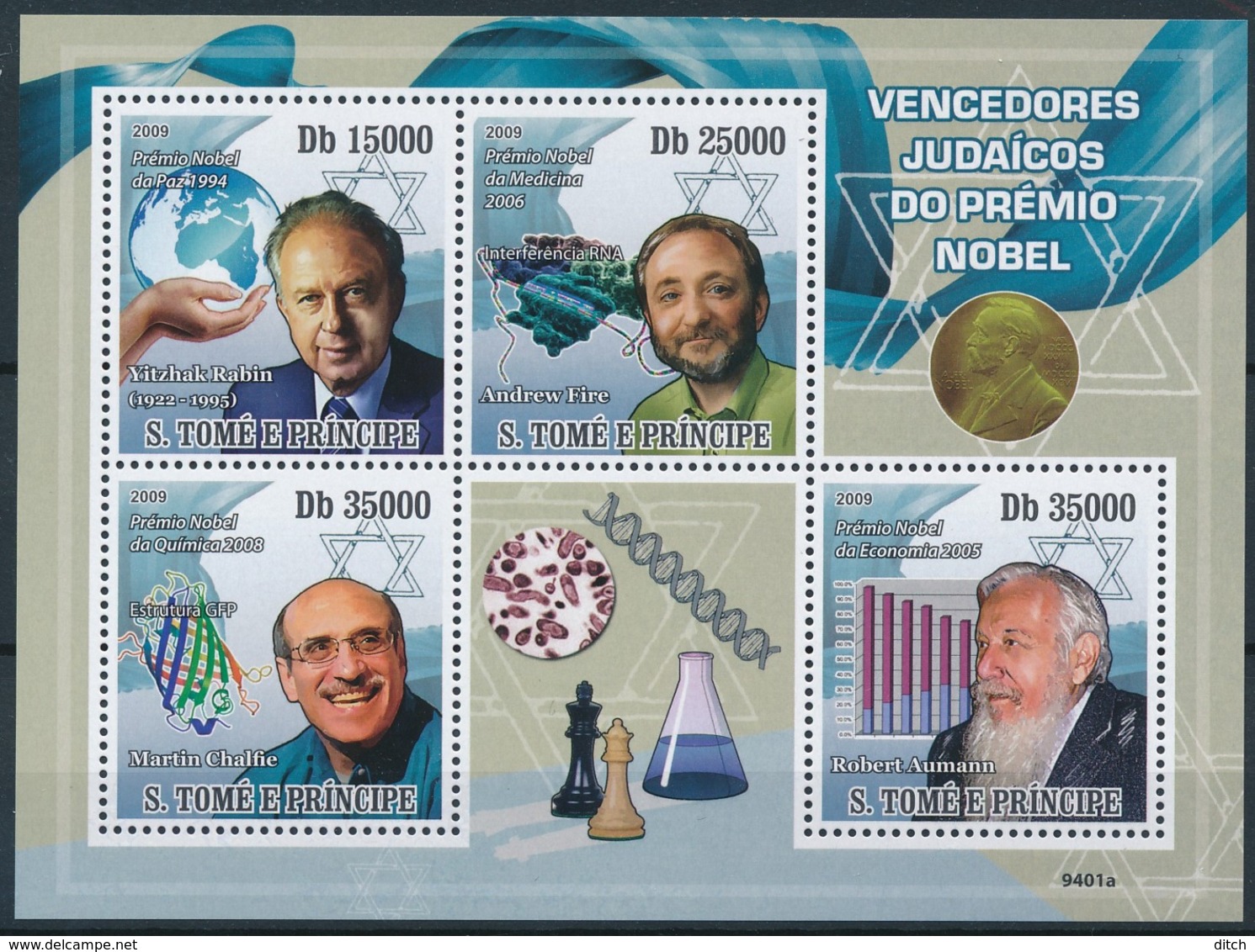 D - [401648]TB//**/Mnh-Sao Tomé-et-Principe 2010 - Lauréats Des Prix Nobel, Paix, Médecine, Chimie, Economie - Prix Nobel