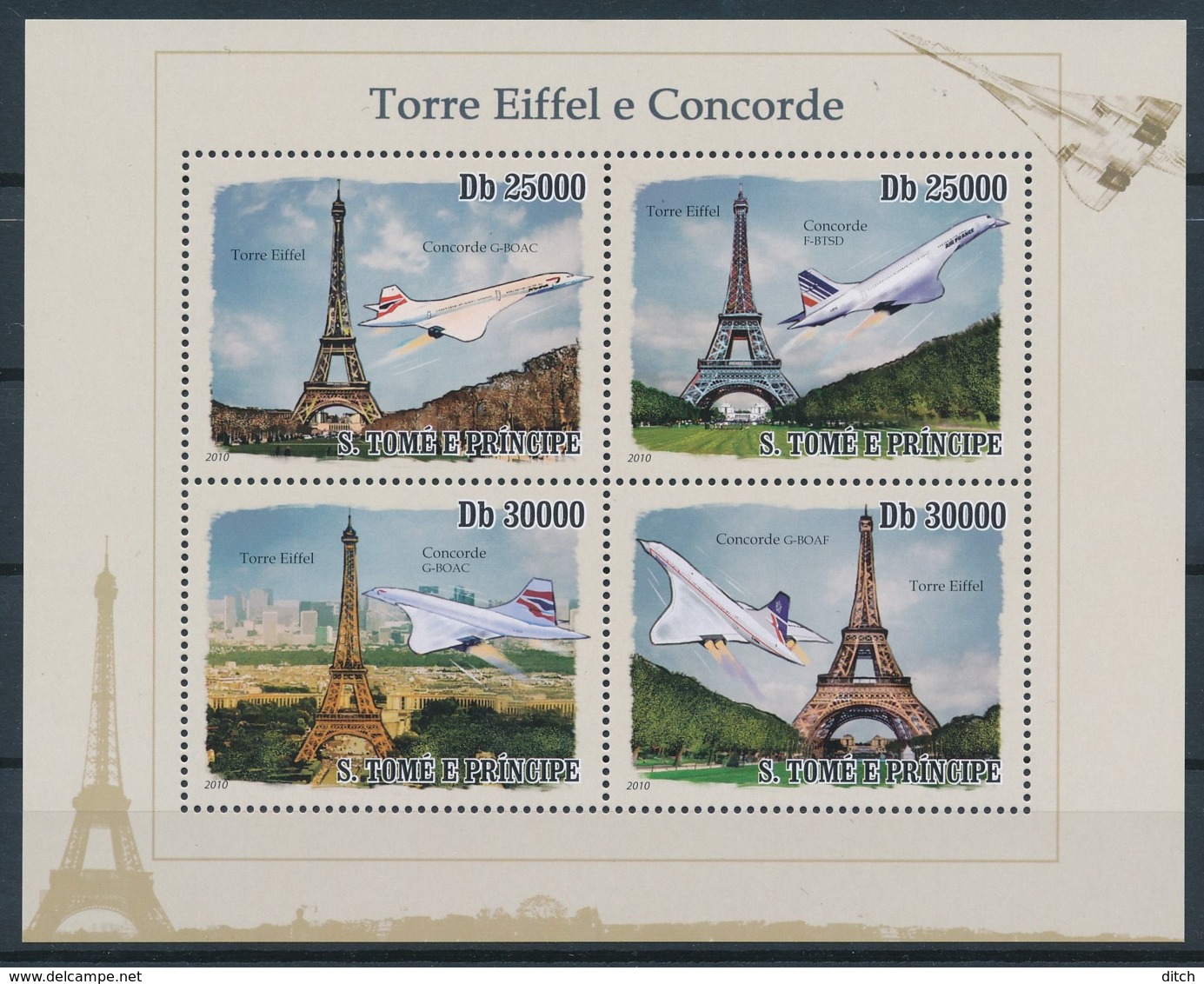 D - [401739]TB//**/Mnh-Sao Tomé-et-Principe 2009 - Tour Eiffel Et Concorde - Monuments