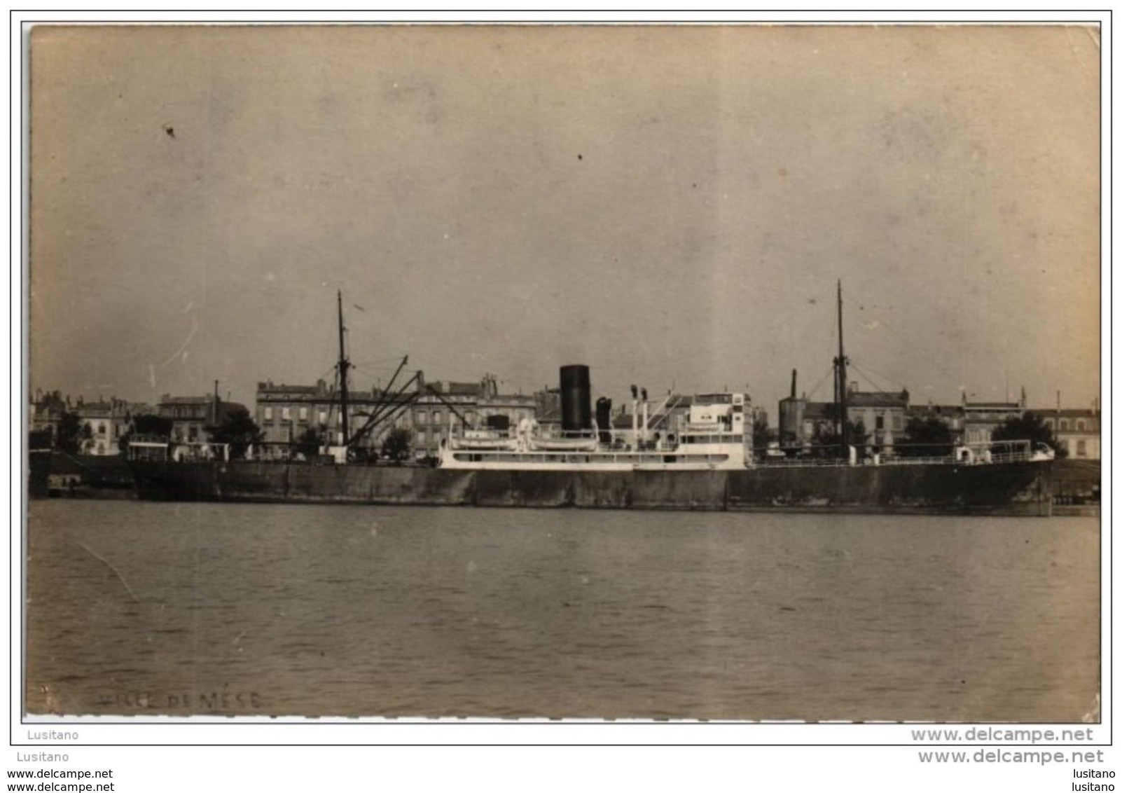 CARTE PHOTO SHIP NAVIRE CARGO VILLE DE MEZE EN BORDEAUX FRANCE (2 SCANS) - Cargos