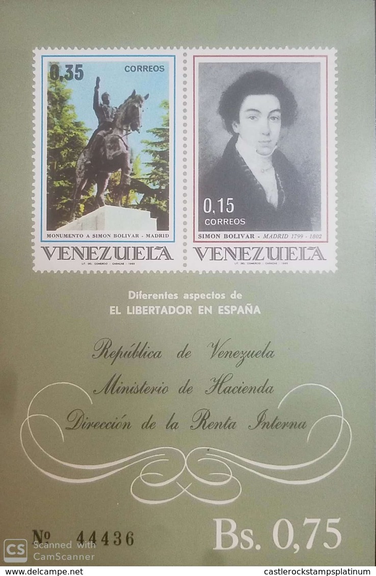 O) 1969 VENEZUELA, SIMON BOLIVAR WEDDING IN MADRID - MONUMENT - SC 952 - 953 - Venezuela