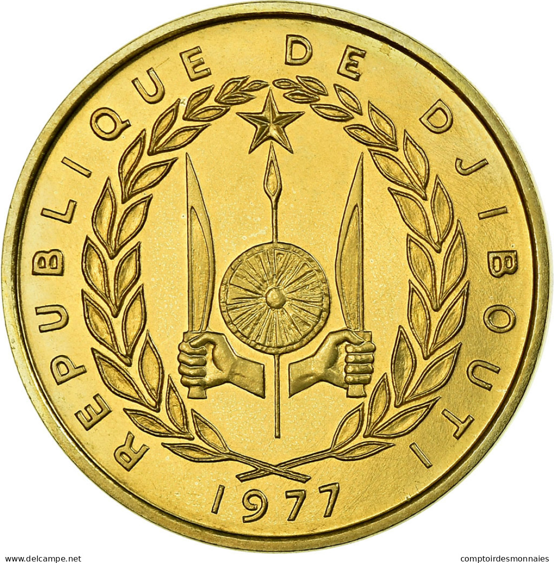 Monnaie, Djibouti, 20 Francs, 1977, Paris, ESSAI, FDC, Aluminum-Bronze, KM:E5 - Djibouti