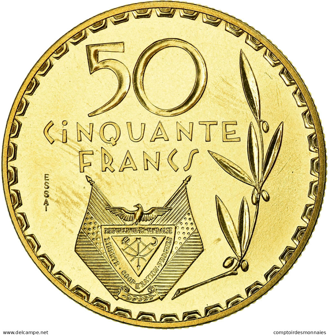 Monnaie, Rwanda, 50 Francs, 1977, Paris, ESSAI, SPL, Laiton, KM:E7 - Rwanda