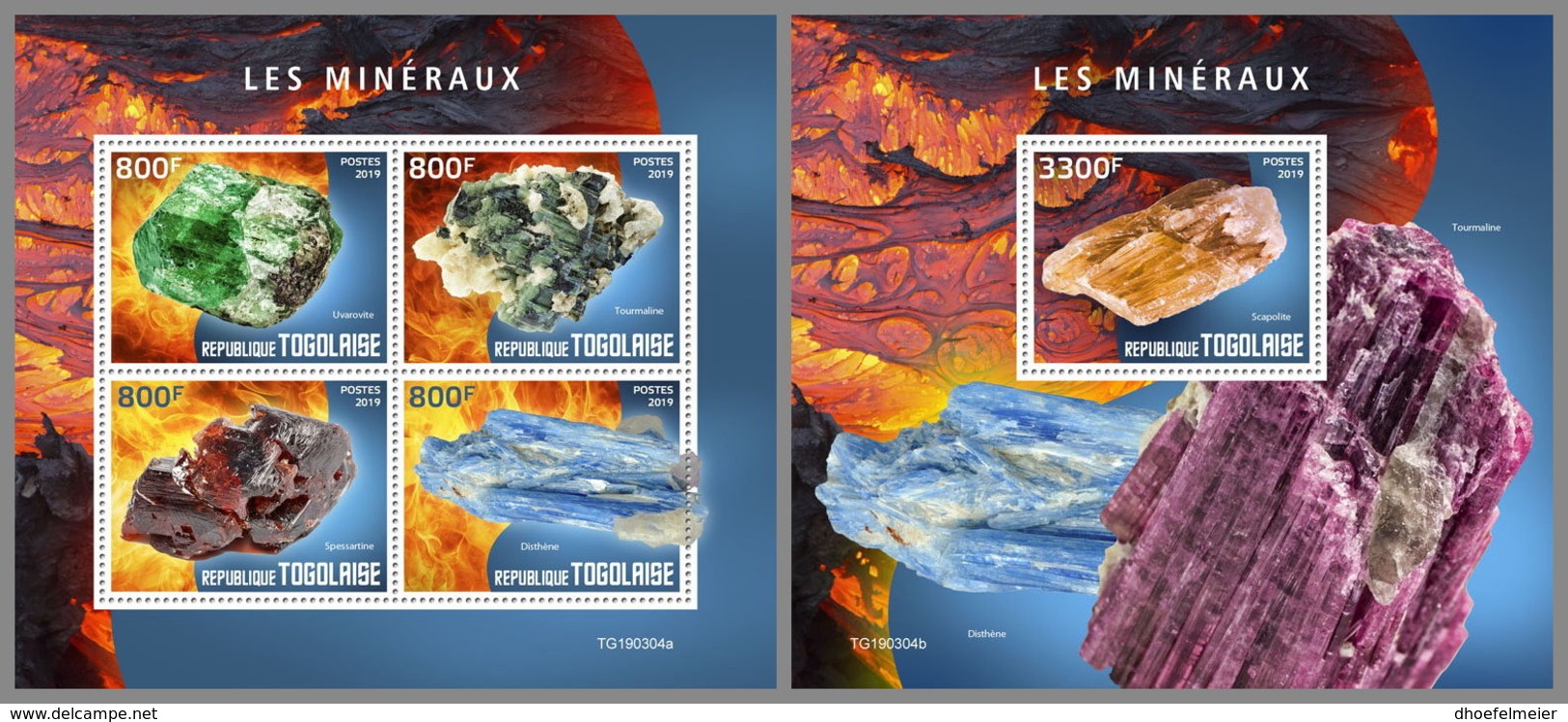 TOGO 2019 MNH Minerals Mineralien Mineraux M/S+S/S - OFFICIAL ISSUE - DH1933 - Minerals