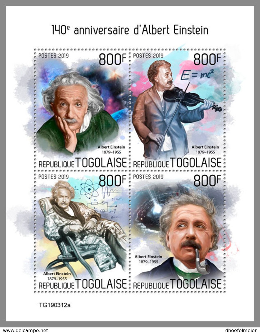 TOGO 2019 MNH Albert Einstein M/S - OFFICIAL ISSUE - DH1933 - Albert Einstein