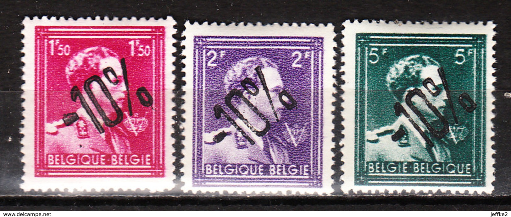 724N/P**  Leopold III Col Ouvert Surchargé -10% - GHLIN - Série Complète - MNH** - LOOK!!!! - 1946 -10%