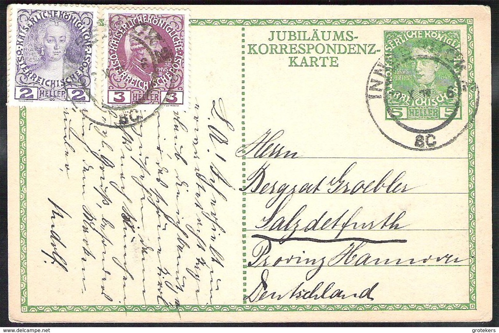 AUSTRIA Postal Stationery Mi. P207 With Additional Stamps From Innnsbrück To (BAD) SALZDETFURTH (Germany) - Otros & Sin Clasificación