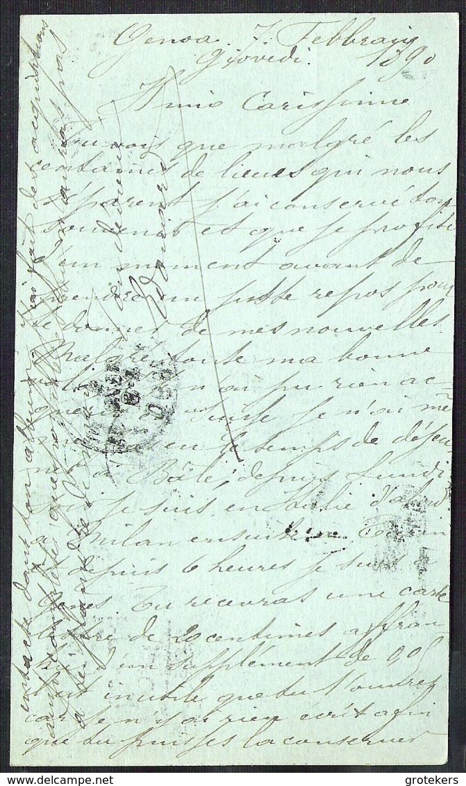 ITALY 1890 Postal Stationery Mi. P 13 From GENOVA To Brussels (belgium) - Entiers Postaux