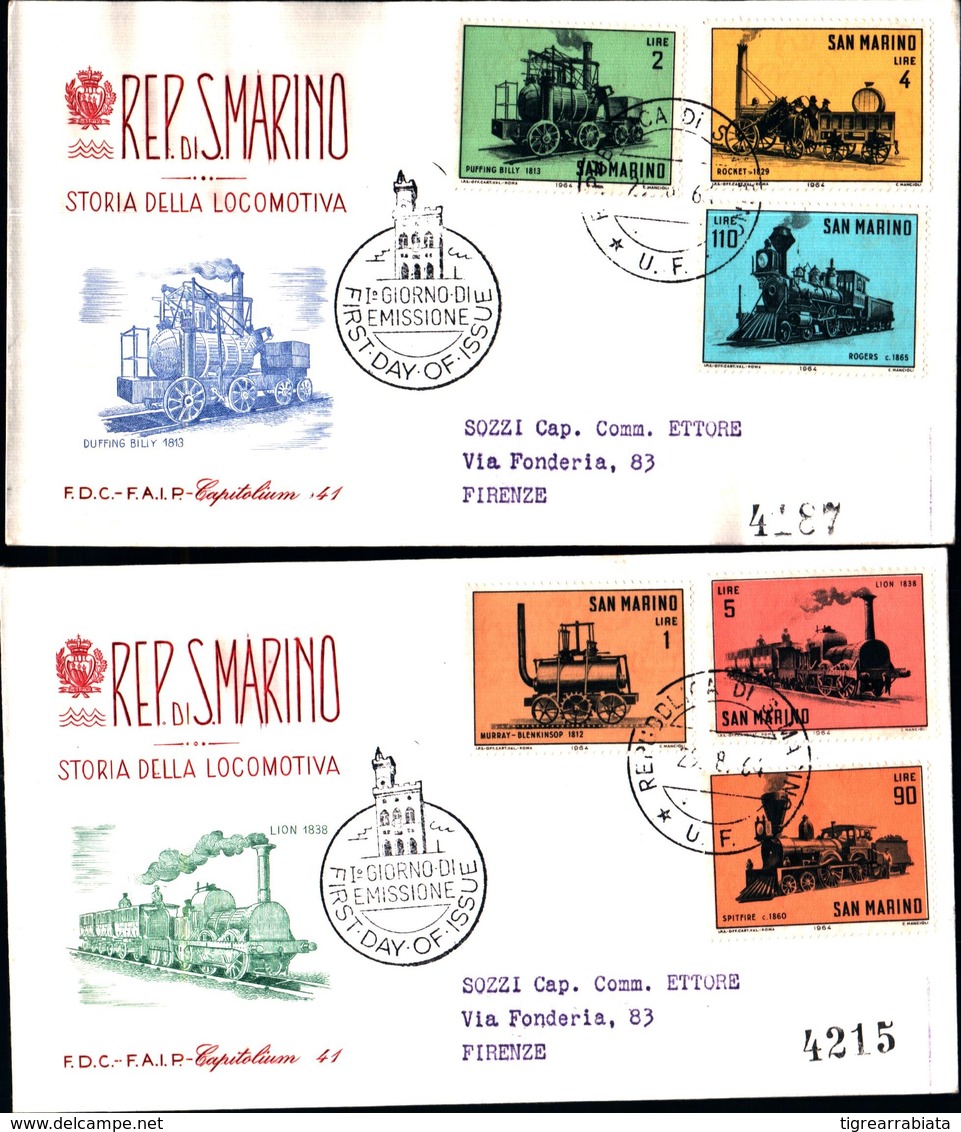 13155a) CartolinaF.D.C.SAN Marino  Storia Della Locomotiva - 29 Agosto 1964 - FDC