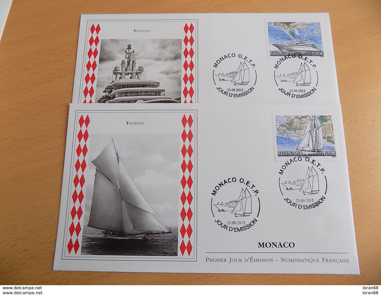 FDC (2) MONACO 2013 : Yachting (timbres De 1.00 Et 1.55 Euros) - FDC