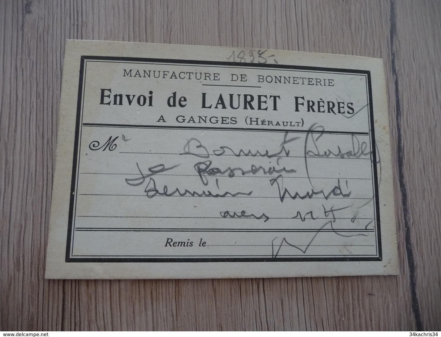 Carte D'envoi De Lauret Frères Manufacture De Bonneterie Ganges Hérault - Kleidung & Textil