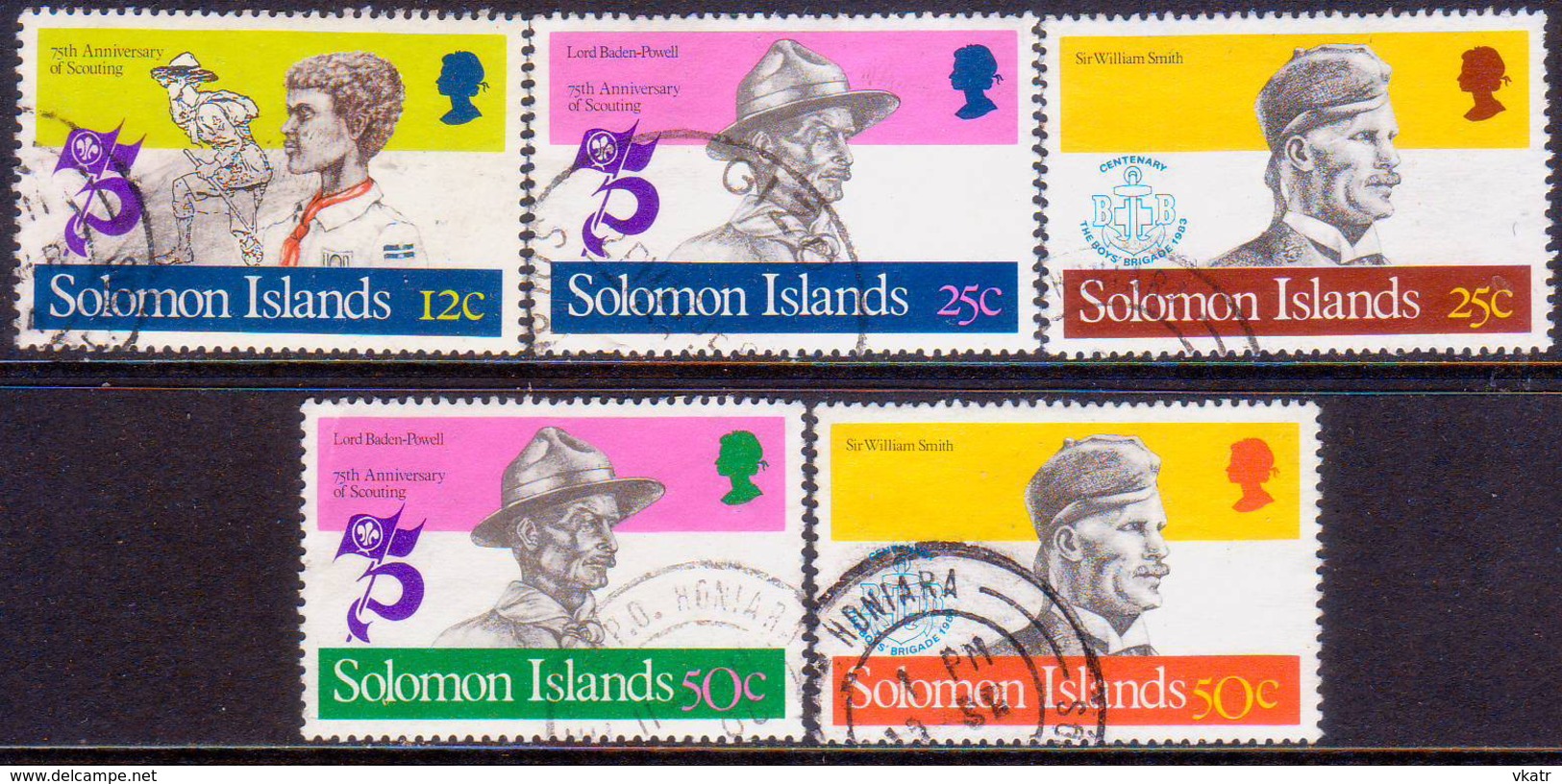 SOLOMON ISLANDS 1982 SG #477//84 Part Set (5 Stamps Of 8) Used Boy Scout Movement - Solomon Islands (1978-...)