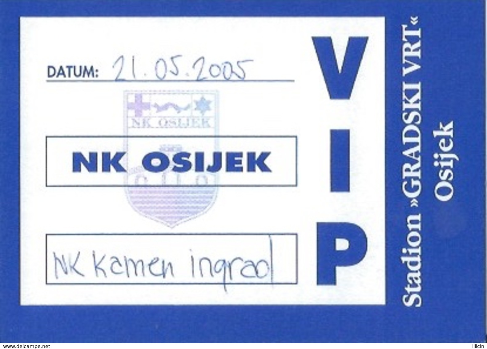 Sport Ticket UL000766 - Football (Soccer Calcio) Osijek Vs Kamen Ingrad 2005-05-21 - Tickets & Toegangskaarten