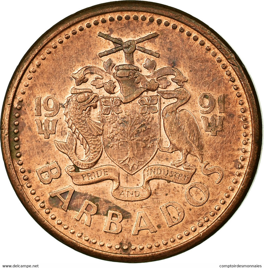Monnaie, Barbados, Cent, 1991, Franklin Mint, TTB, Bronze, KM:10 - Barbades