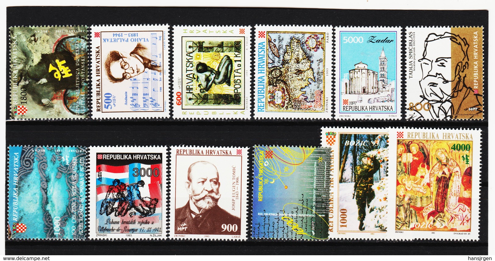 YZO870 KROATIEN - LOT 1993 MICHL 251/62 ** Postfrisch ZÄHNUNG SIEHE ABBILDUNG - Kroatien