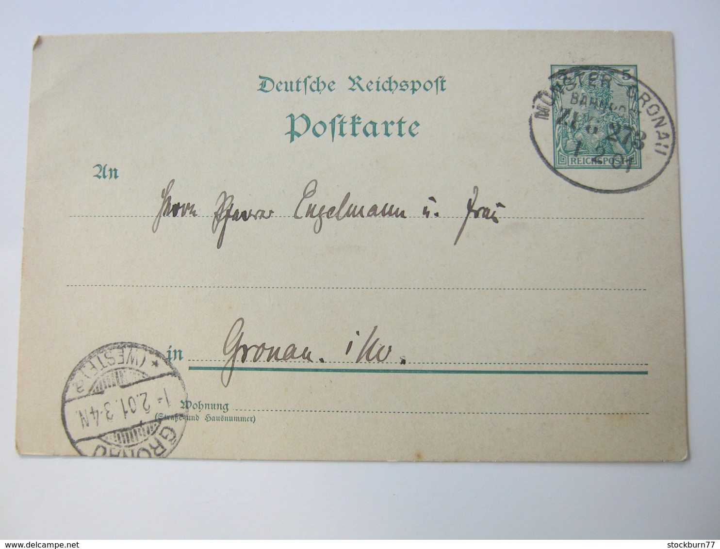1901 , Bahnpost  MÜNSTER - GRONAU , Klarer Stempel Auf Karte - Briefe U. Dokumente