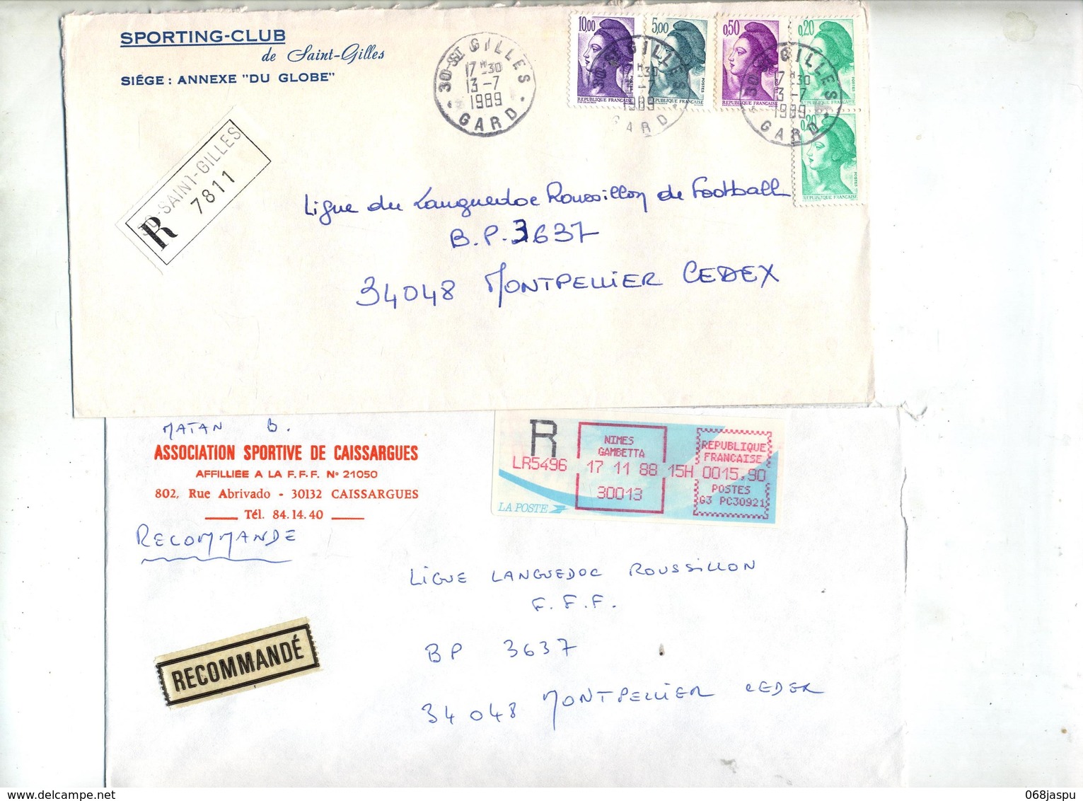 Lot 40 Lettre Recommandée Cachet Gard à Voir Entete Club Football - Manual Postmarks