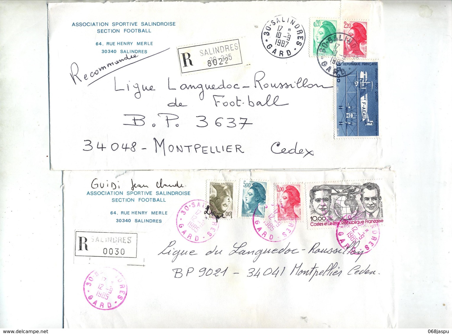 lot 40 lettre recommandée cachet gard à voir entete club football