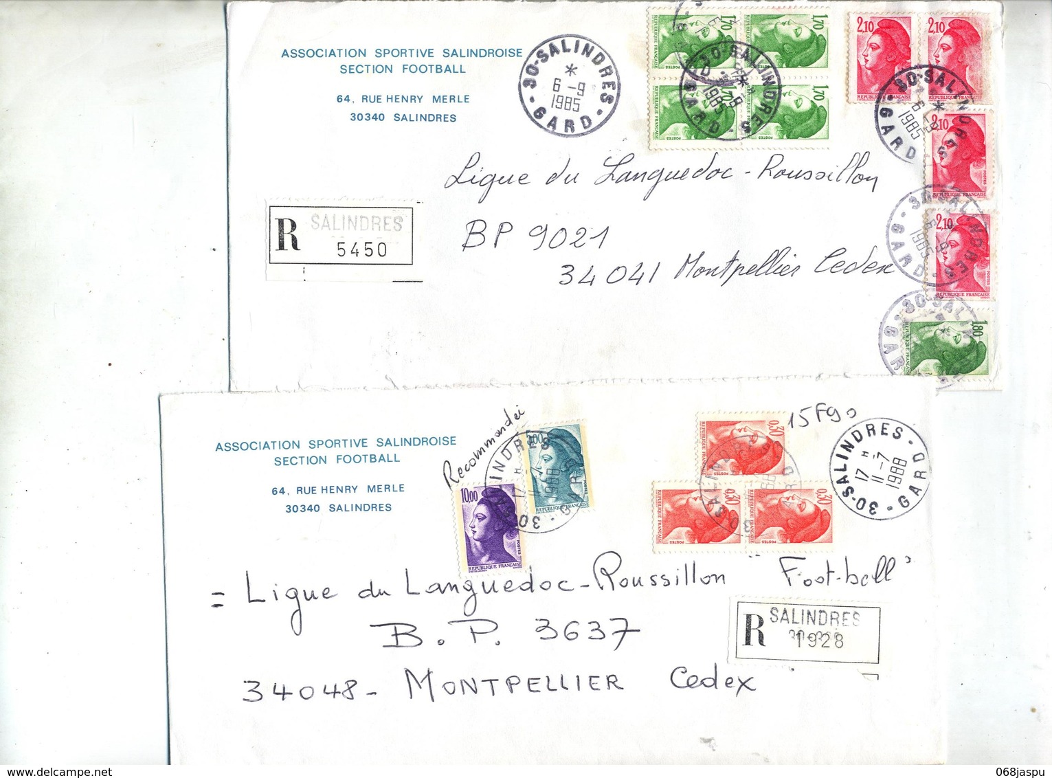 lot 40 lettre recommandée cachet gard à voir entete club football