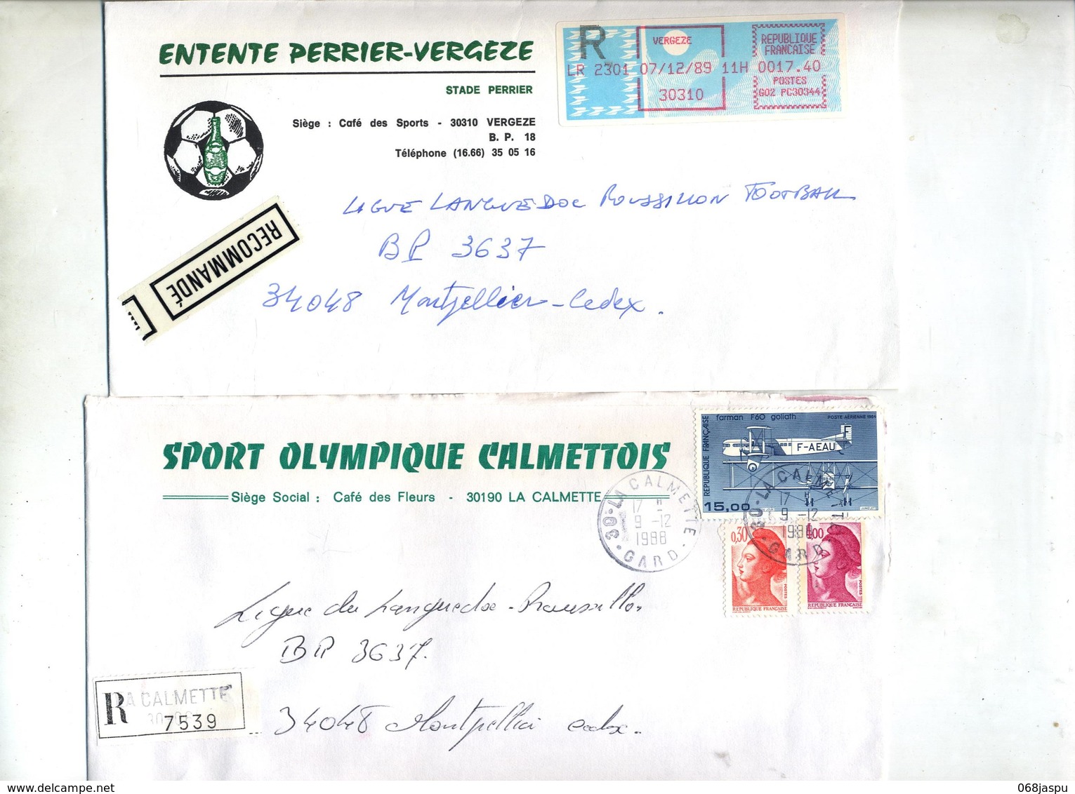 lot 40 lettre recommandée cachet gard à voir entete club football