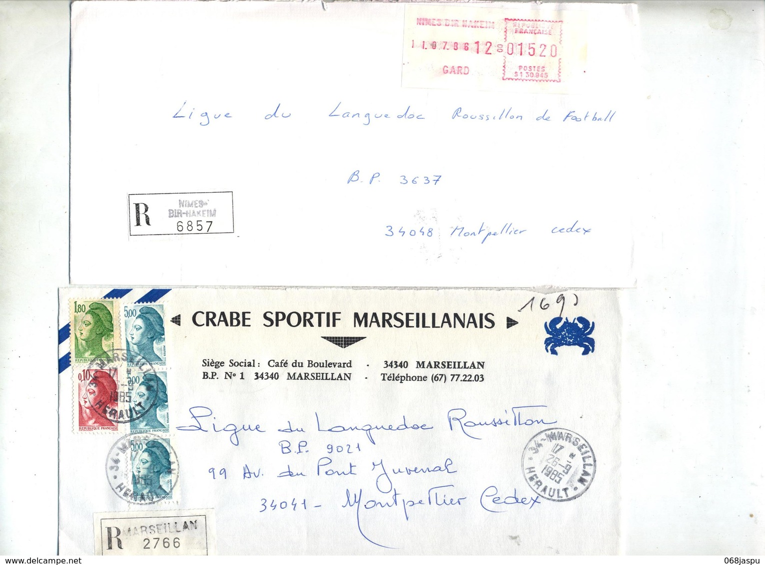 lot 40 lettre recommandée cachet gard à voir entete club football