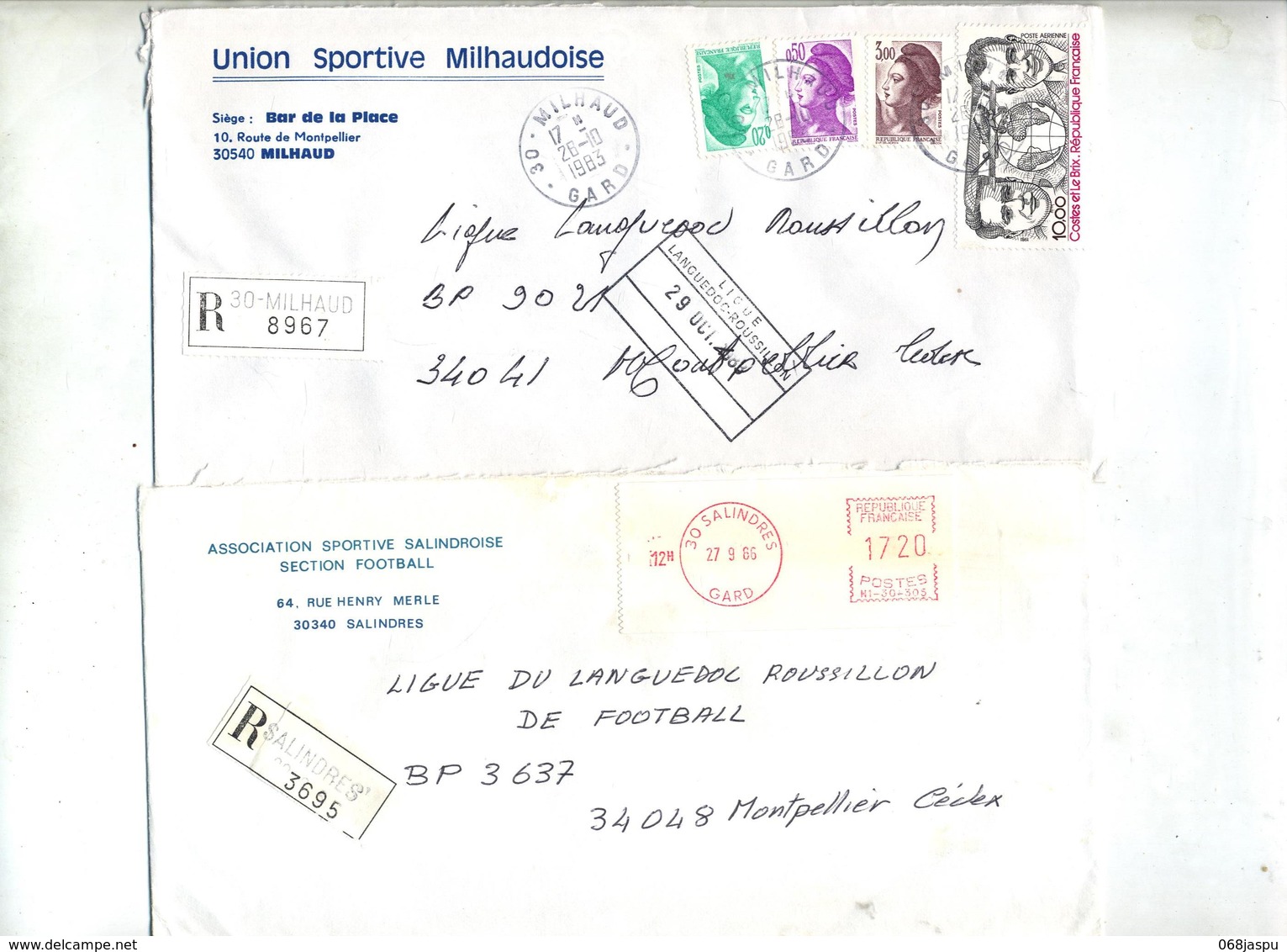 lot 40 lettre recommandée cachet gard à voir entete club football