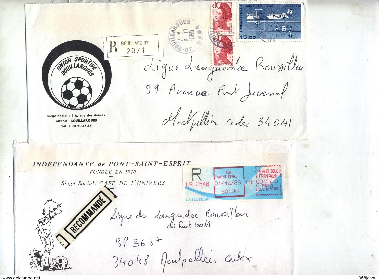 lot 40 lettre recommandée cachet gard à voir entete club football