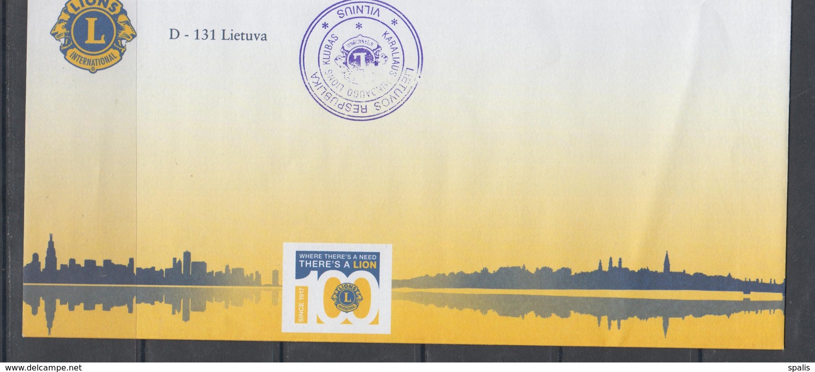 Lithuania 2017 Envelope Lions International - Lituania