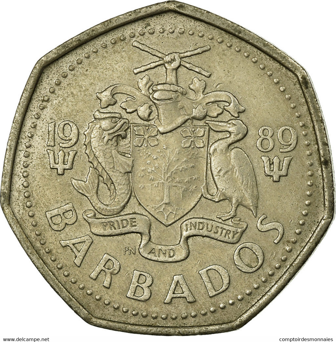 Monnaie, Barbados, Dollar, 1989, TTB, Copper-nickel, KM:14.2 - Barbades