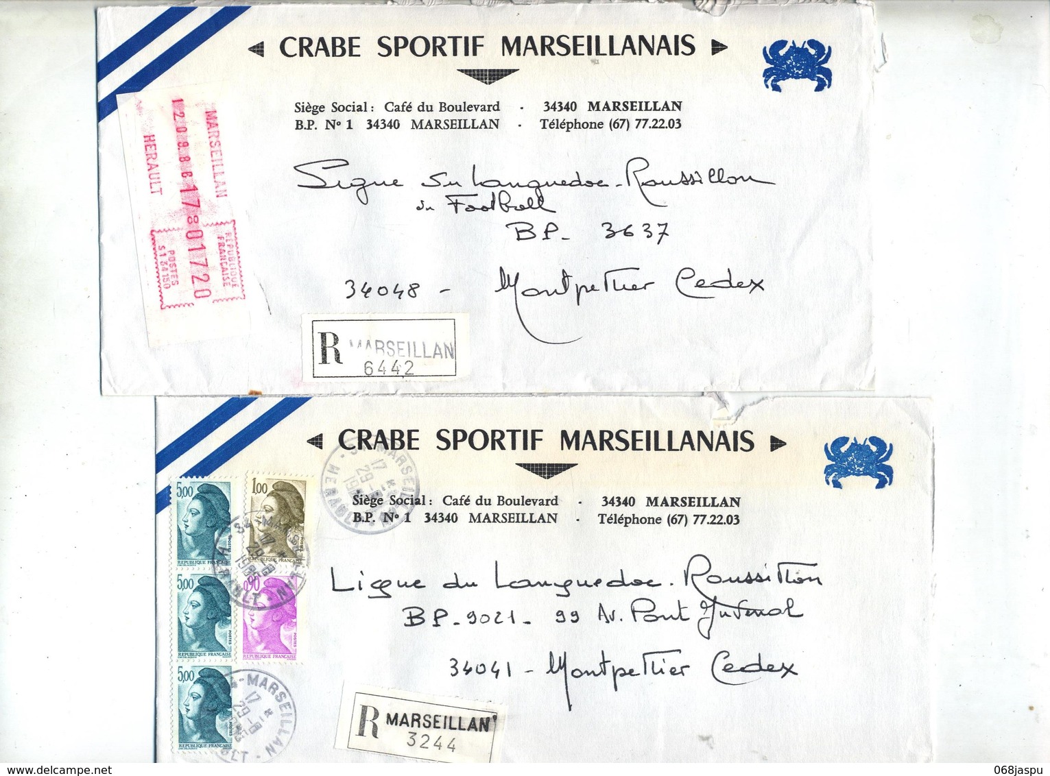 Lot 25 Lettre Recommandée Cachet + Machine Marseillan  à Voir Entete Club Football - Cachets Manuels