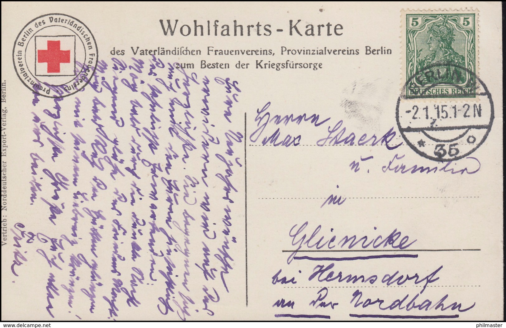 Propaganda-AK Deutschland Deutschland über Alles, Wofa-PK EF BERLIN 2.1.1915 - Partiti Politici & Elezioni