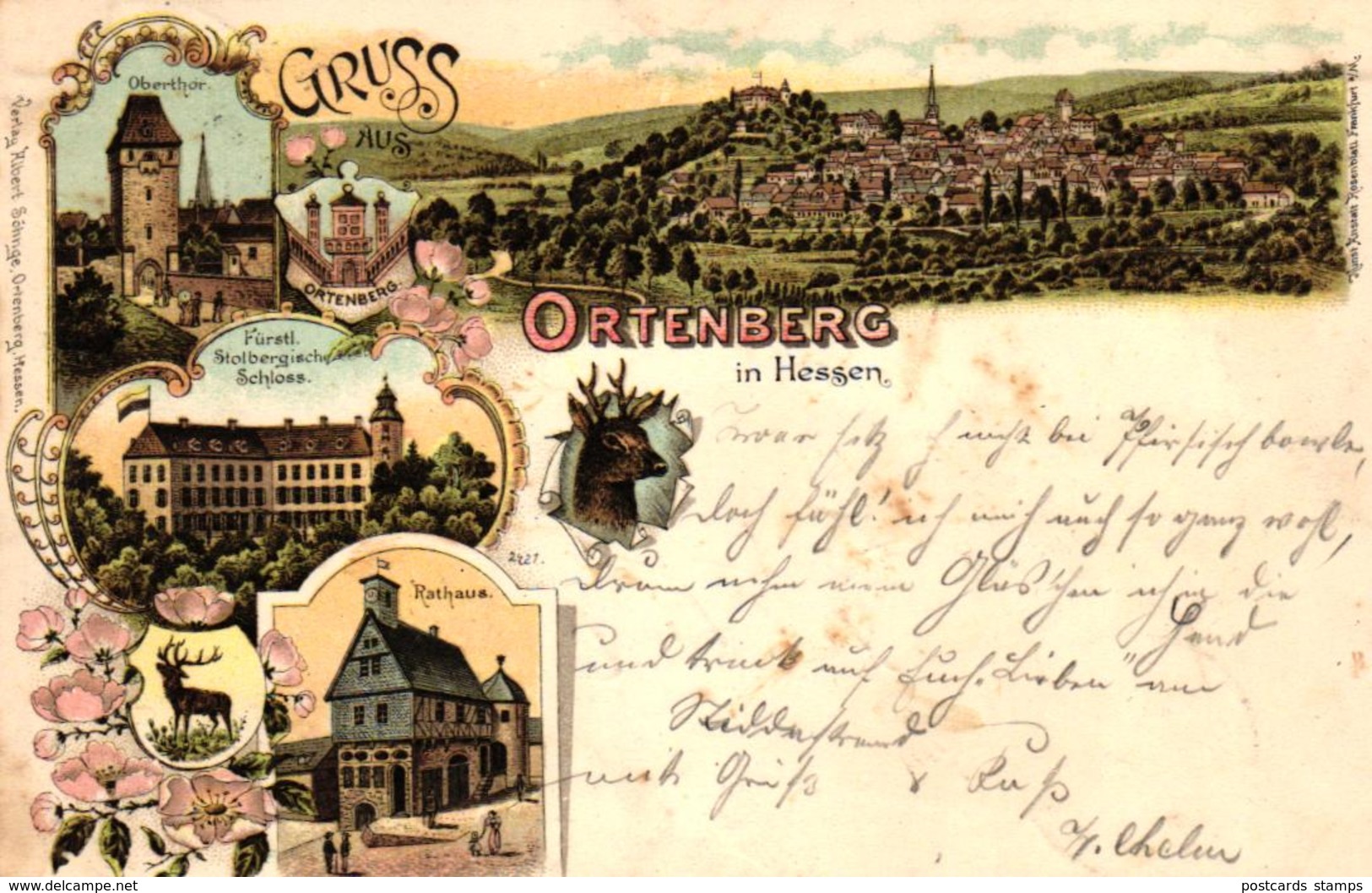 Ortenberg, Wetterau, Farb-Litho, 1897 Nach Bad Vilbel Versandt - Wetterau - Kreis
