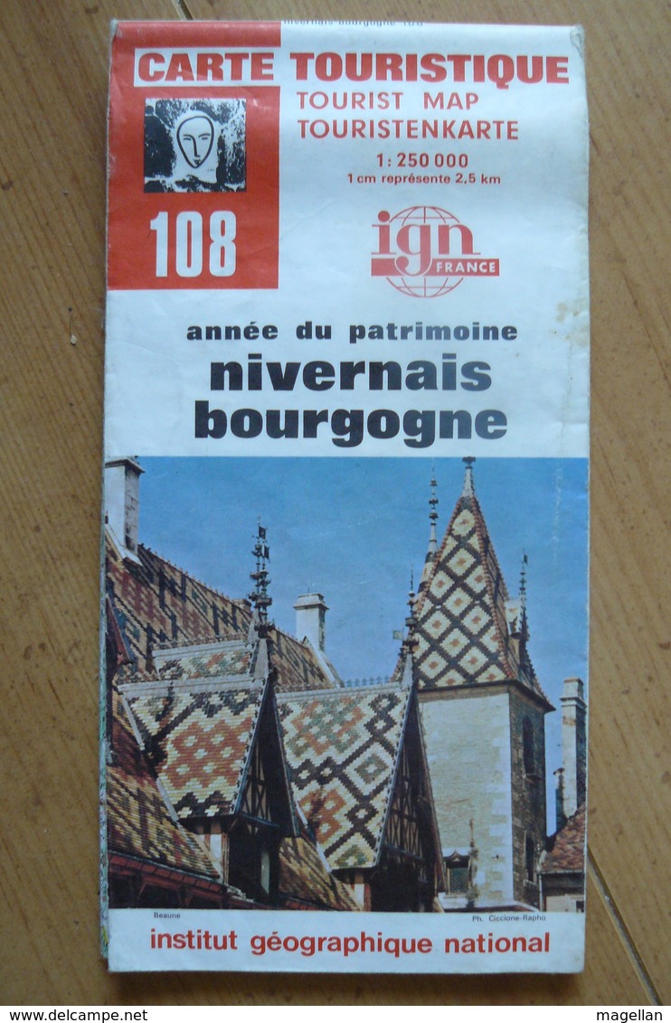 Carte Touristique IGN - 108 - Nivernais Bourgogne - 1:250 000 - Cartes Topographiques