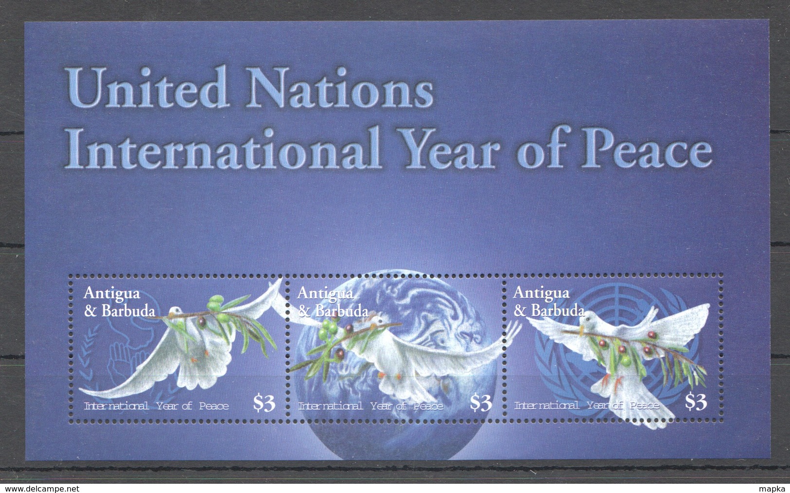 W978 ANTIGUA & BARBUDA BIRDS UNITED NATIONS INTERNATIONAL YEAR OF PEACE #4141-3 1KB MNH - Autres & Non Classés