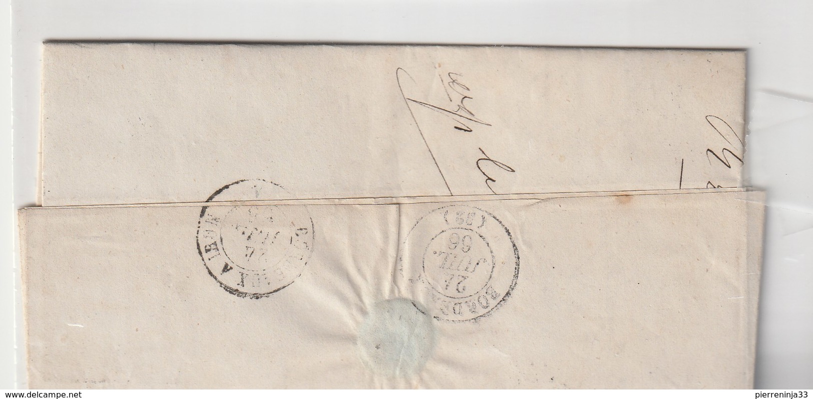 Lettre Avec Classiques De France: Napoléon N°22 Avec Cachet Perlé "Pontenx Les Forges" Landes, 1866 - 1853-1860 Napoléon III.