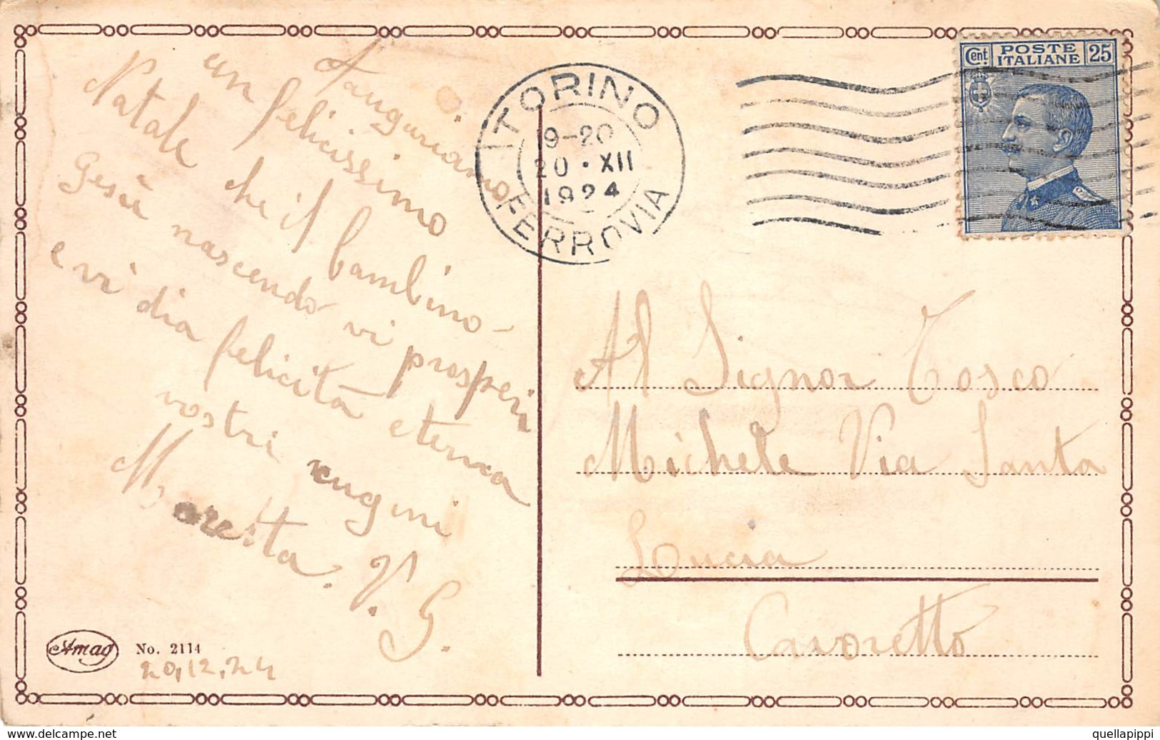 09501 "BUON NATALE" ANIMATA, BAMBINA, FIORI.  CART  SPED 1924 - Altri & Non Classificati