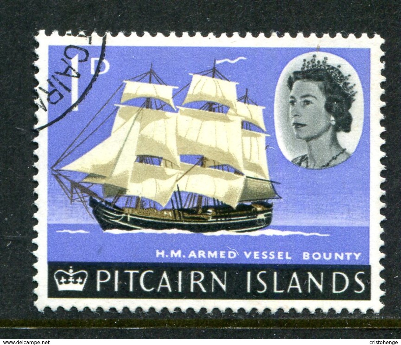 Pitcairn Islands 1964-65 QEII Pictorials - 1d HMS Bounty Used (SG 37) - Pitcairn